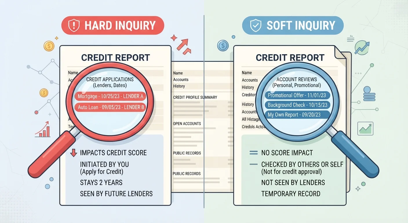 Hard Inquiries vs. Soft Inquiries on Your Credit Report